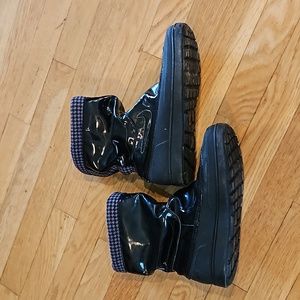 Nike ACG Black Winter Rain Boots with Purple Houndstooth Cuff